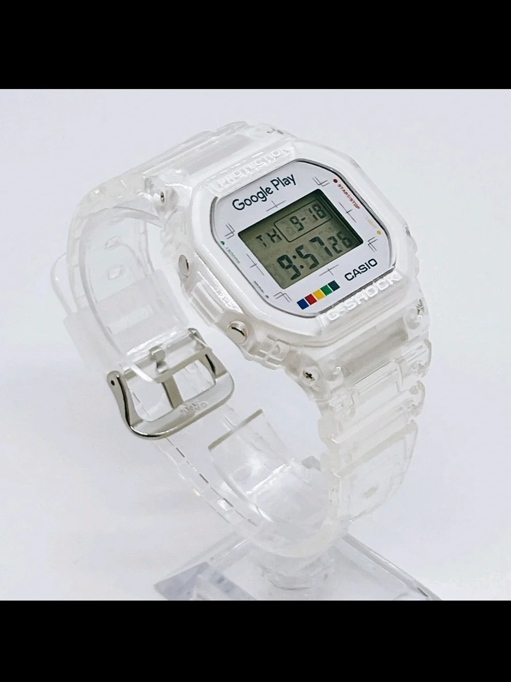 Casio G-Shock X BEAMS Transparent/Clear Digital Watch with Google Play Accent